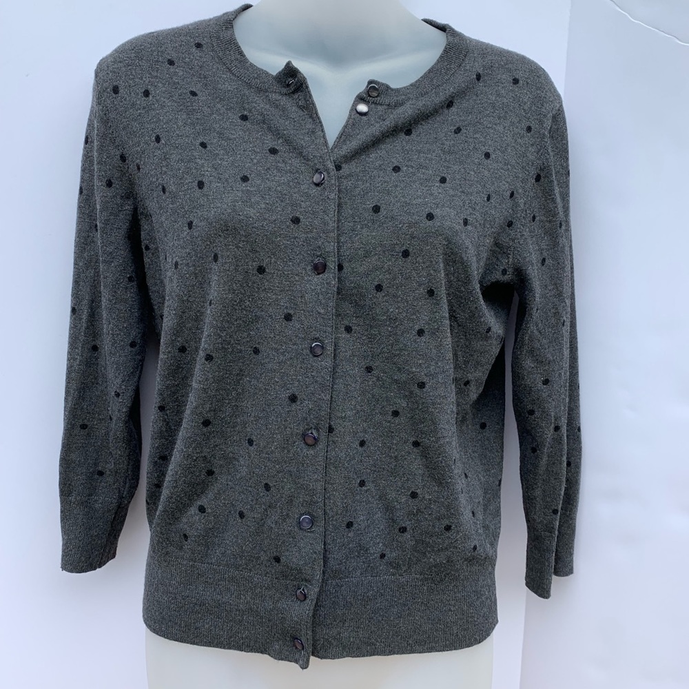 Cable & Gauge Button Up Polka Dot Cardigan